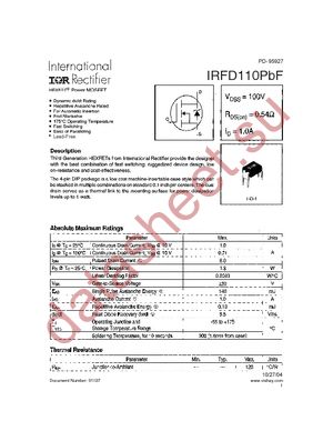 IRFD110PBF datasheet  